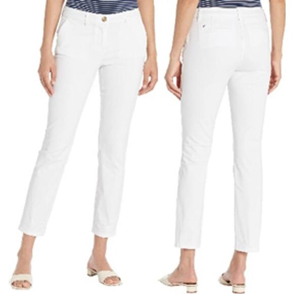 Tommy Hilfiger White Cotton Ankle Slim Fit Chino Trousers (14) - Picture 1 of 13